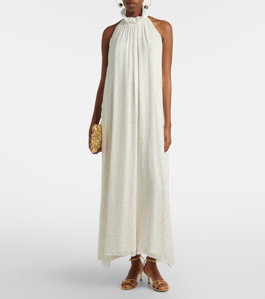 Polka-dot silk-blend maxi dress