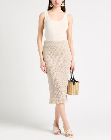 Woman Midi skirt Beige Size 2 Linen, Cotton