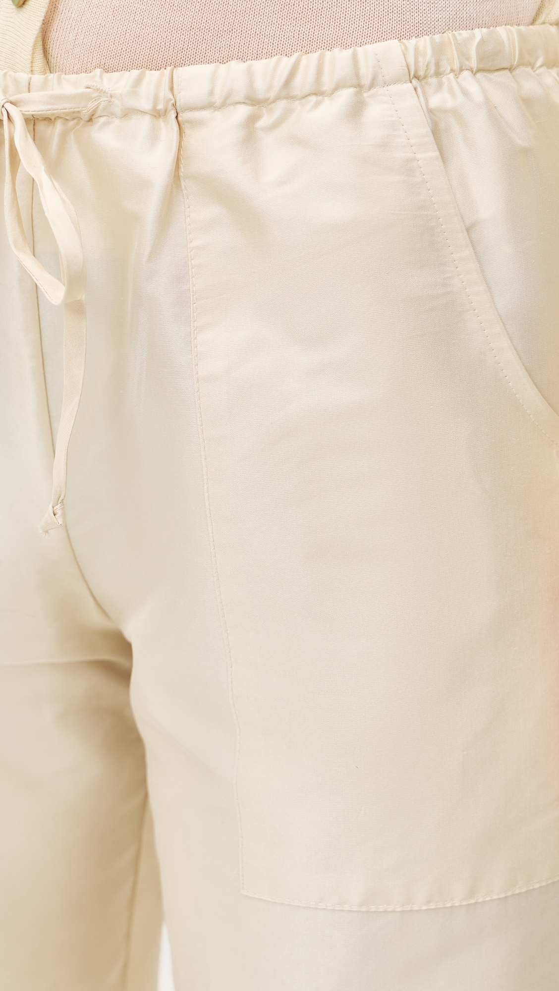 The Taffeta Drawstring Cargo Pants Creme