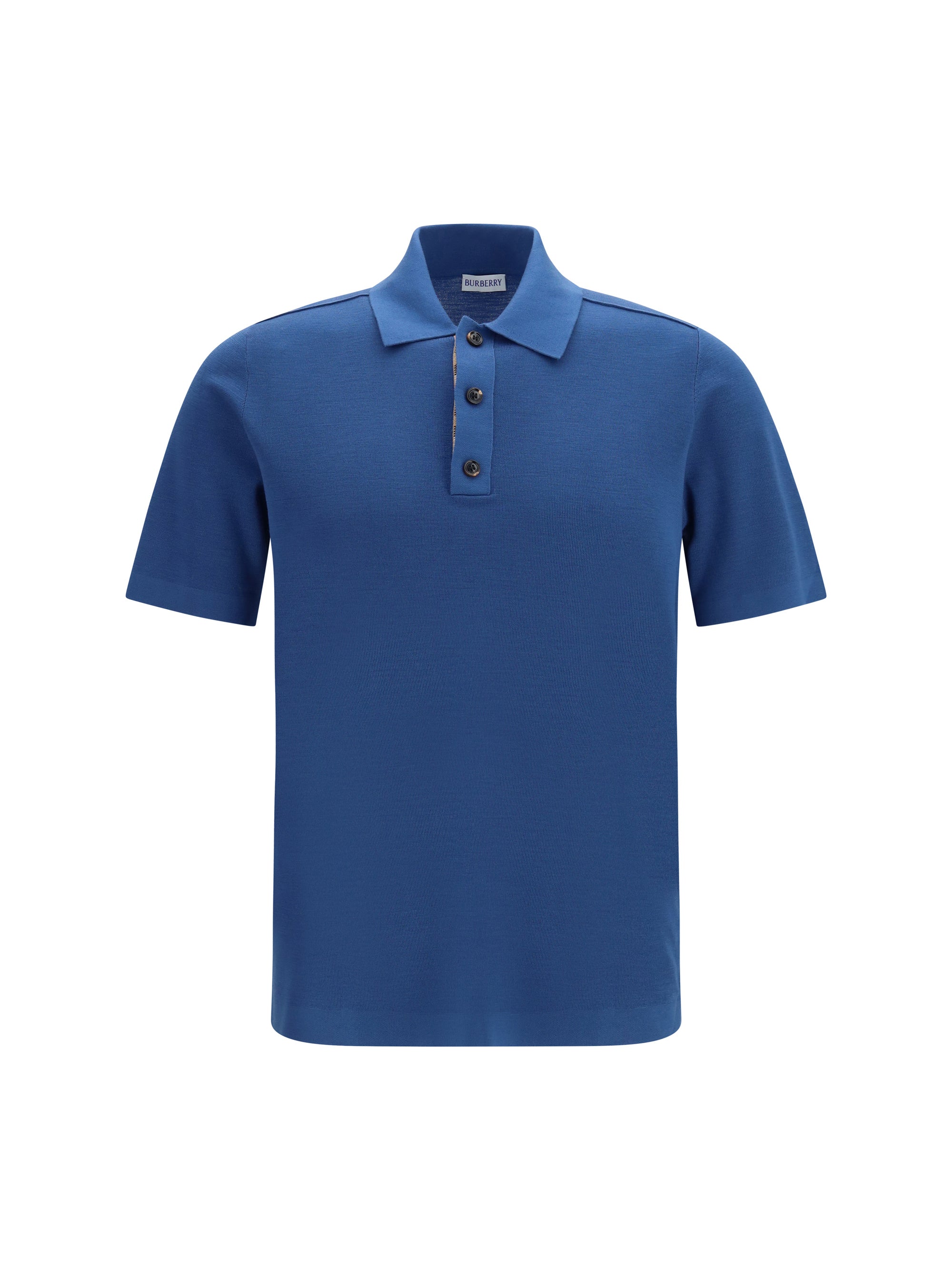 Fleece Wool Knit Polo — Blue