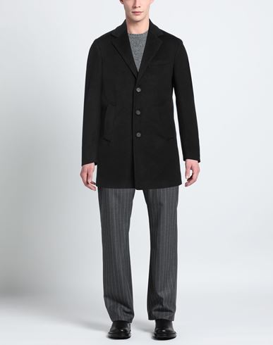 Man Coat Black Size 40 Polyester, Viscose