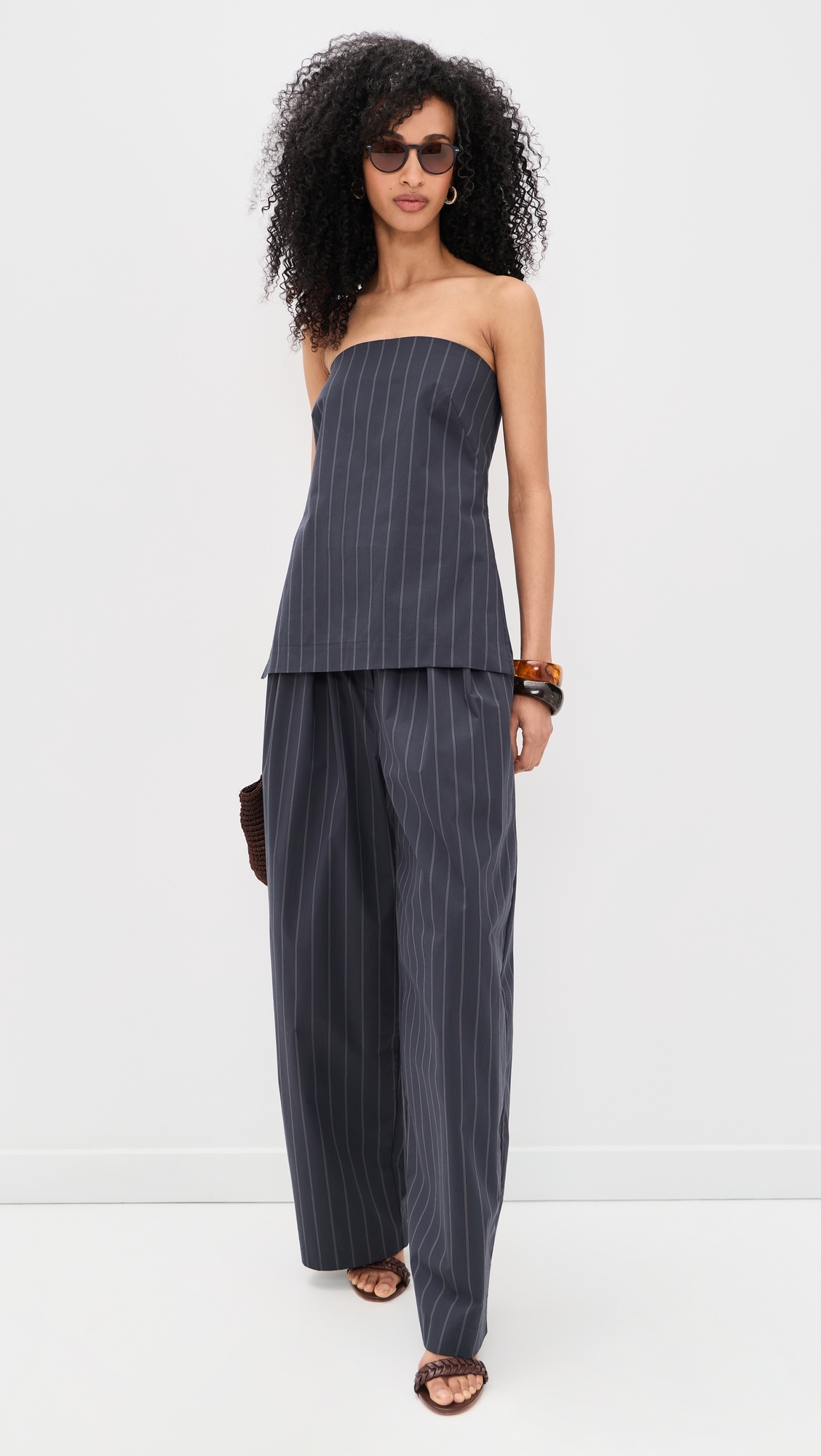 Stripe Relaxed Pleat Pants Ink Stripe