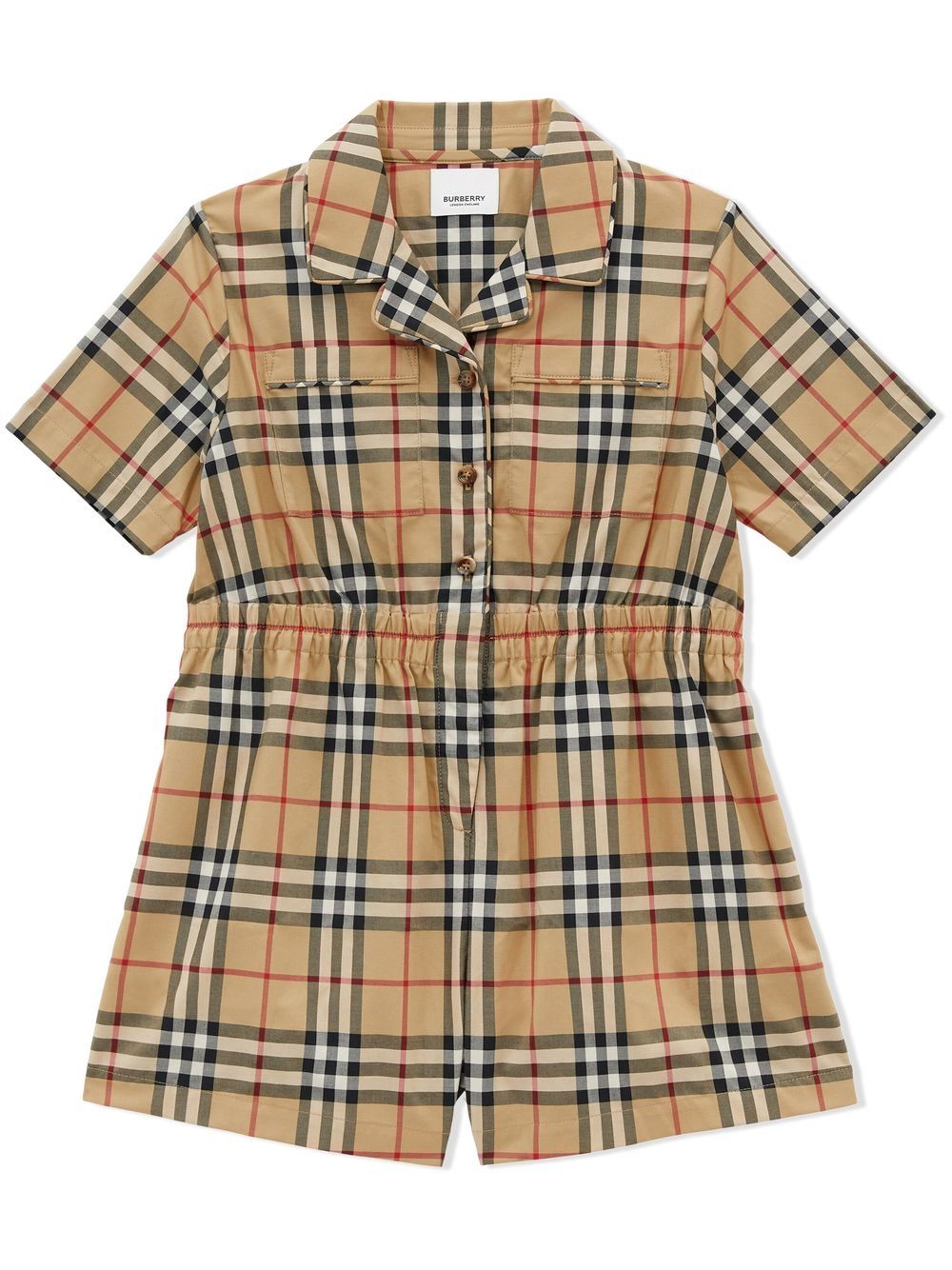 Vintage Check stretch-cotton twill playsuit - Brown