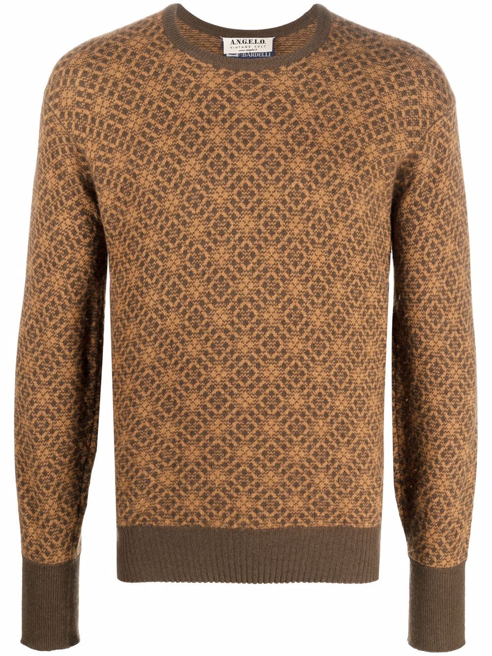 1970s geometric pattern jumper - Brown