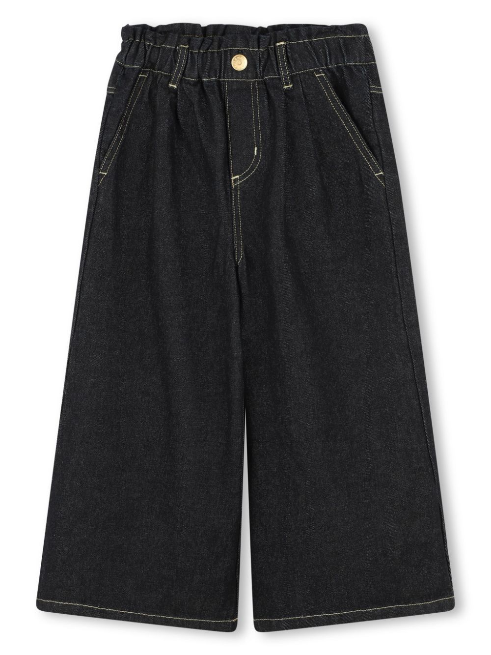 Tiger-embroidered high-rise wide-leg jeans - Blue