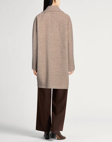 Peserico Woman Coat Sand Size 12 Alpaca wool, Virgin Wool, Polyamide, Lurex
