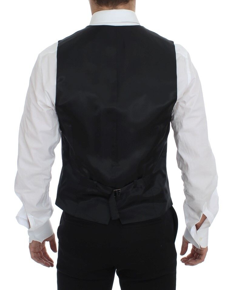 Gray Striped Wool Vest — Gray