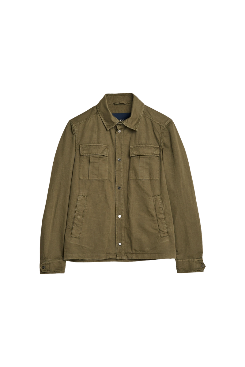 Cotton-Linen Overshirt Jacket — Green