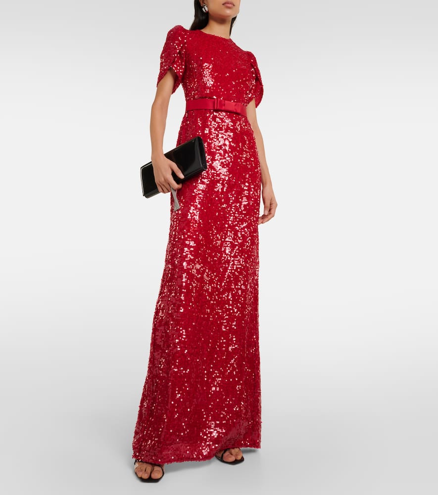 Bow-detail sequined maxi dress