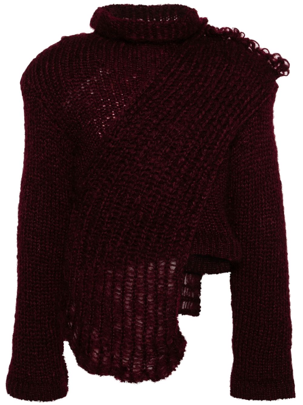 High-neck chunky-knit jumper - Red