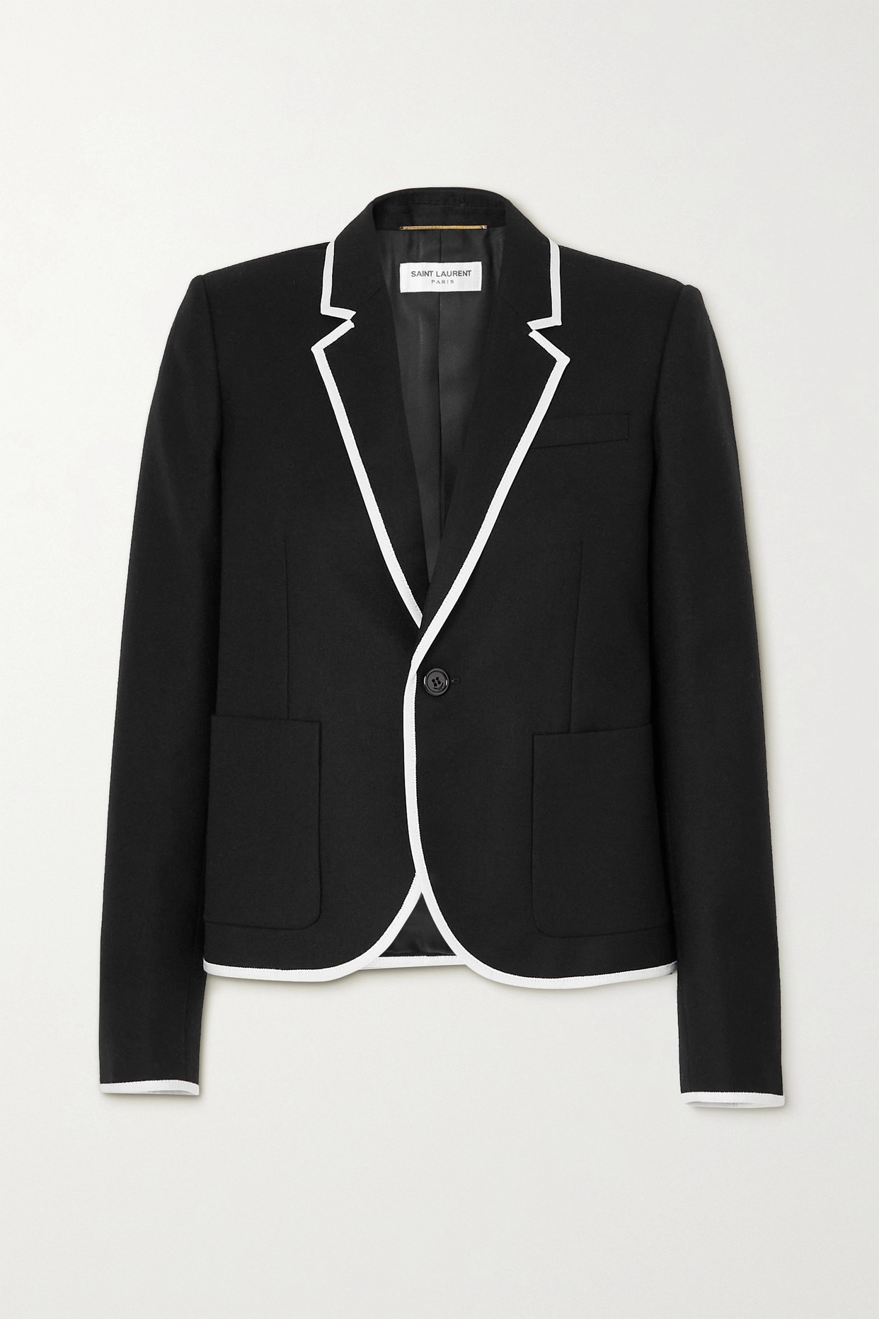 입생로랑 여성 파이핑 울 블레이저 - 블랙 - FR34