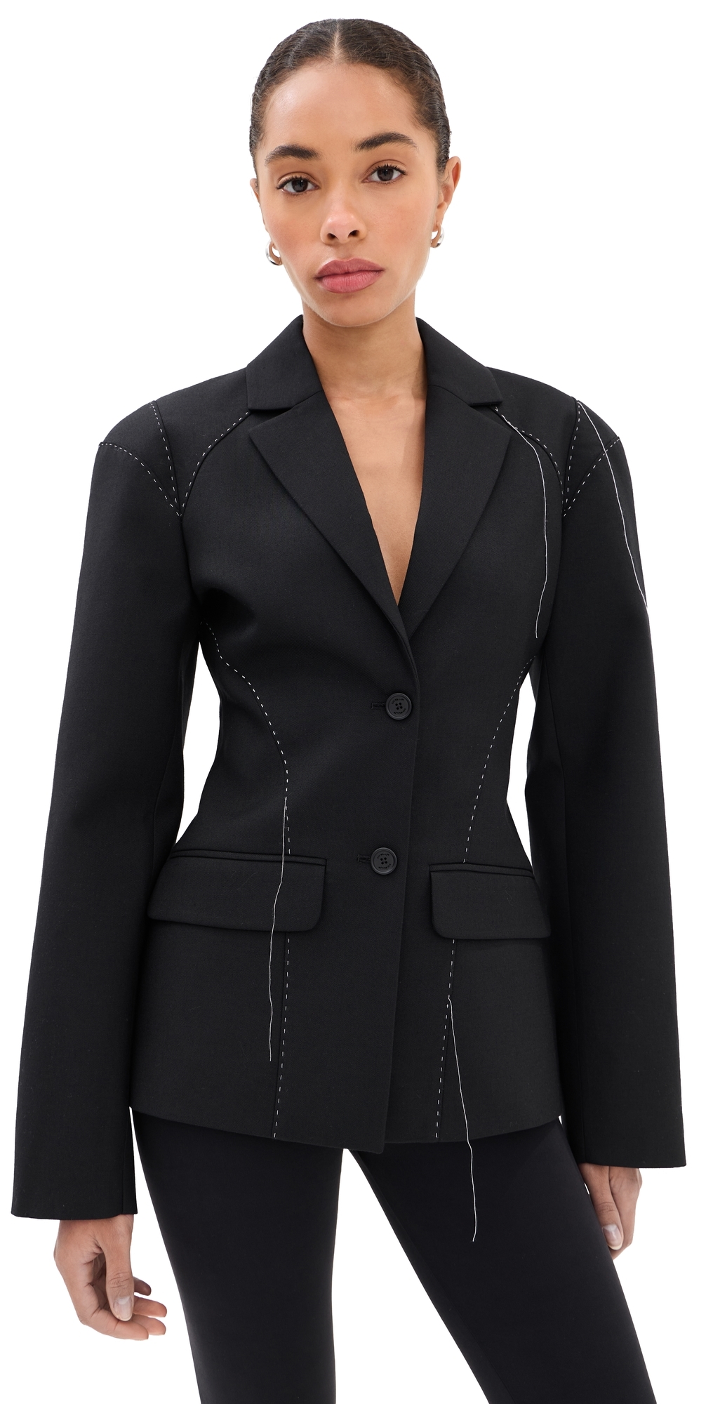 Stitch Fitted Blazer Black