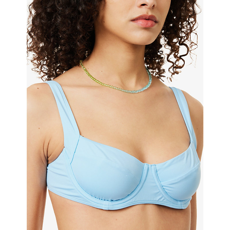 Womens Ibiza Blue Sorrento Stretch Recycled-nylon Bikini top
