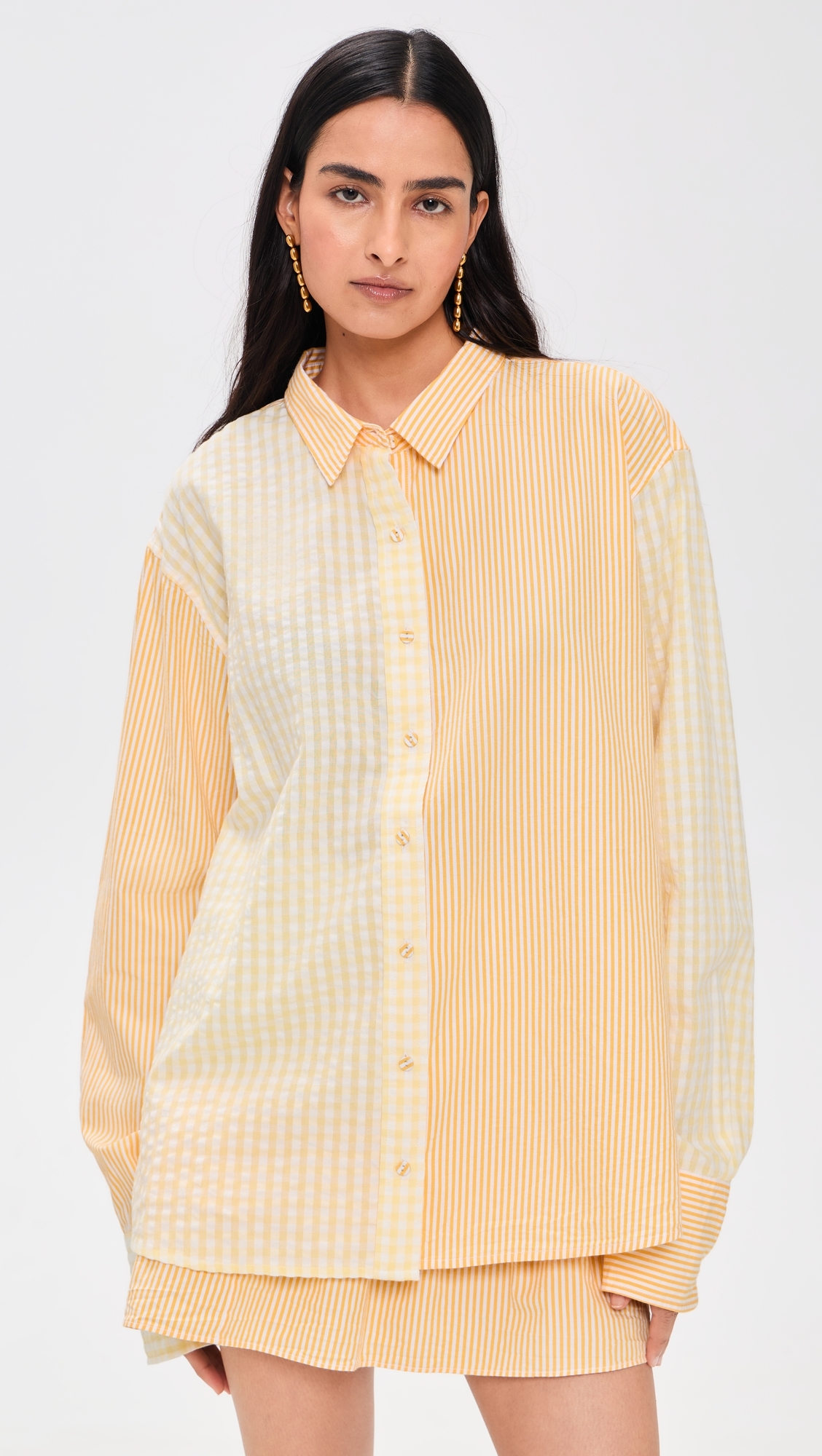 Classic Button Down Shirt Daffodil Combo Stripe One Size