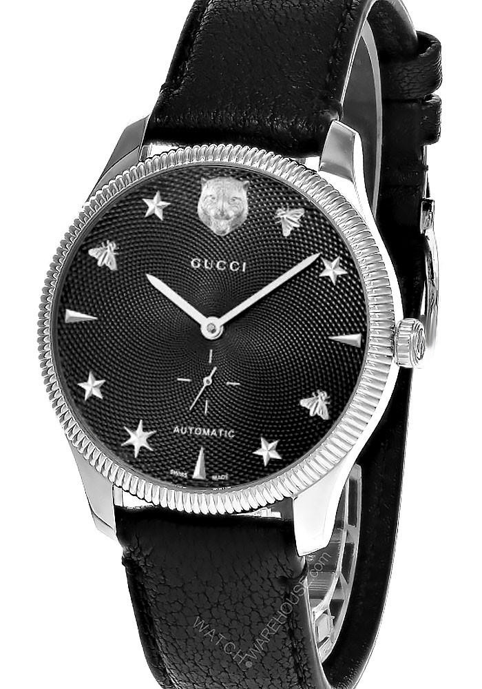 GUCCI G-Timeless AUTO 40MM Black Dial Leather Men's Watch YA126365
