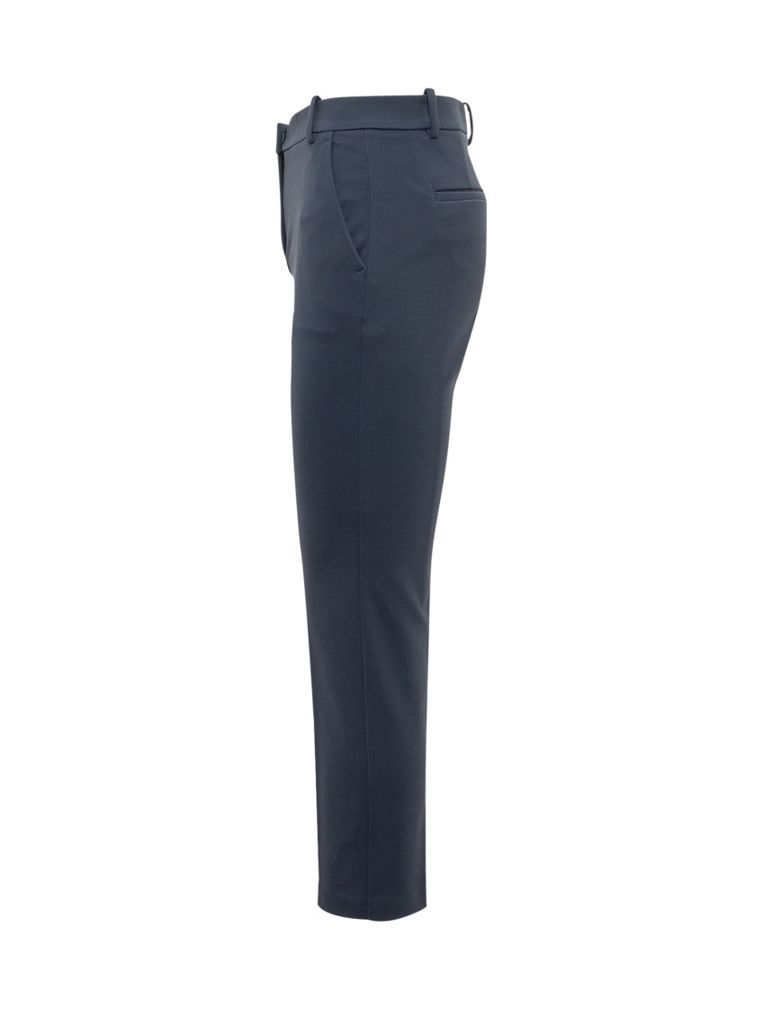 Blue Straight Flat Front Pants