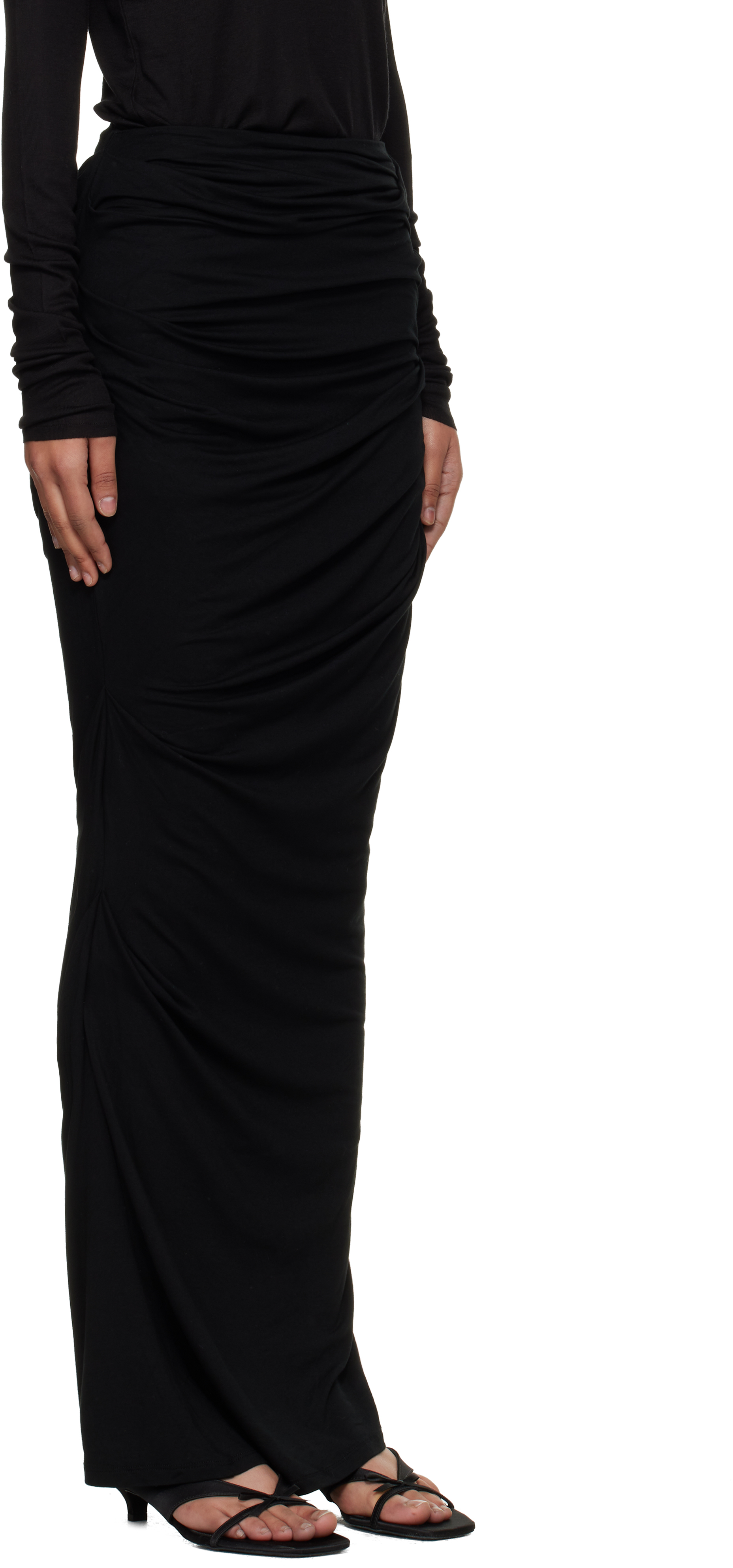 Black Drape Maxi Skirt
