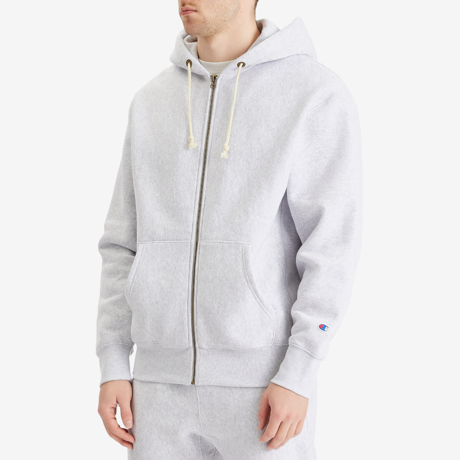 Men's Reverse Weave Fleece Zip Hoodie in Grey