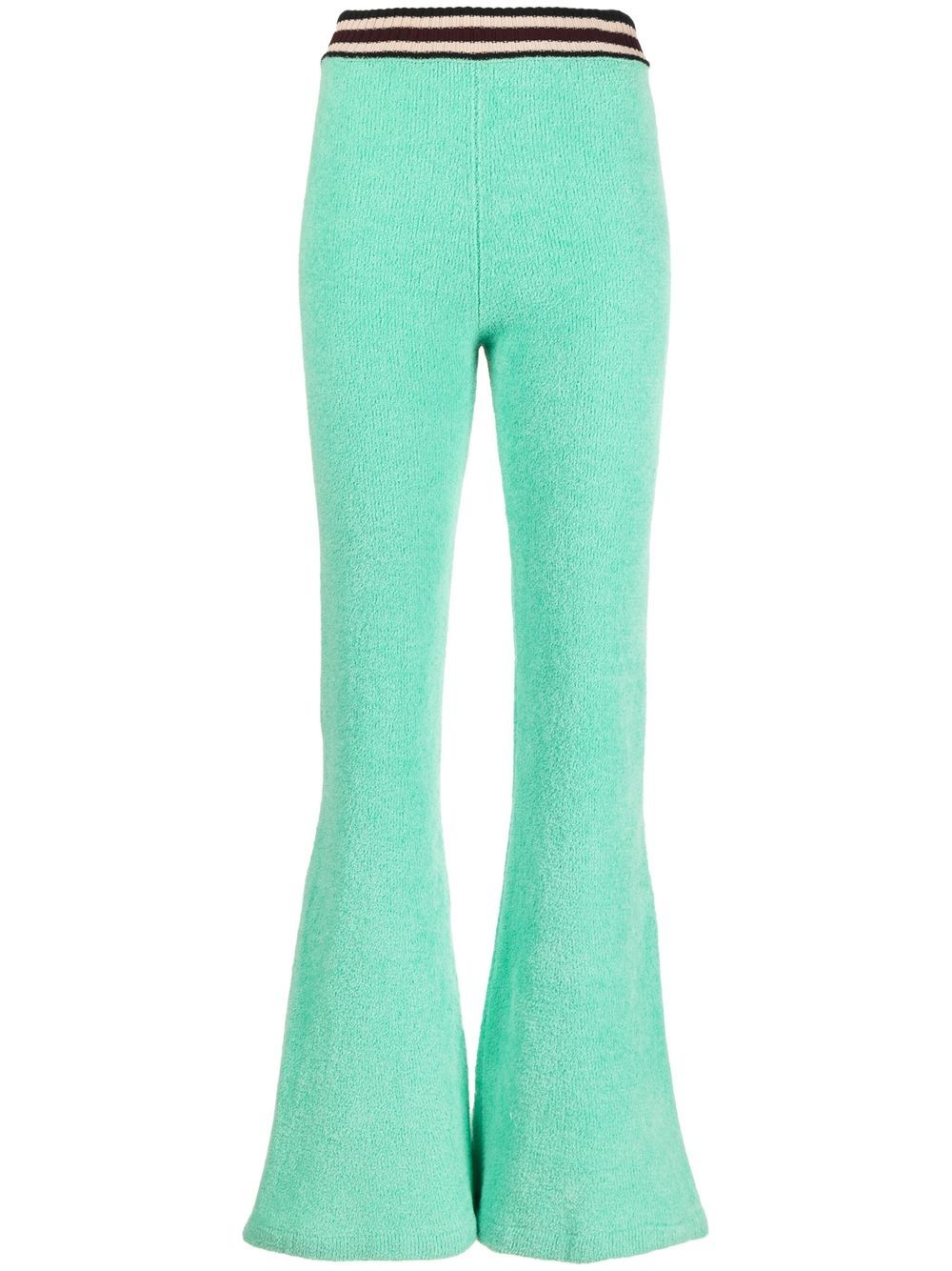Knitted embroidered flared trousers - Green
