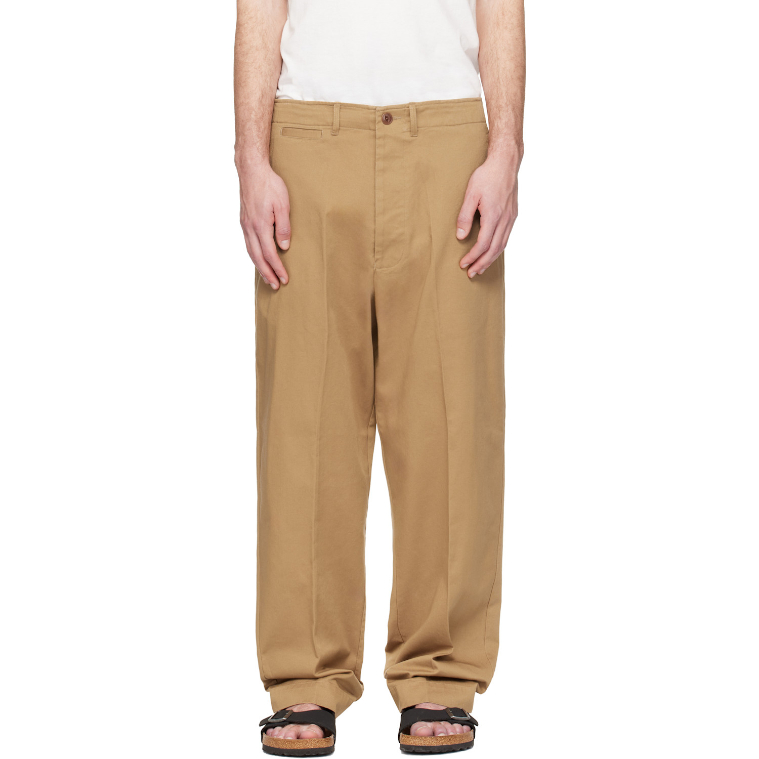 Tan 1920s Cotton Twill Worker Chino Trousers