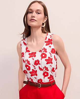 Ann Taylor Floral Mixed Media Tank Top