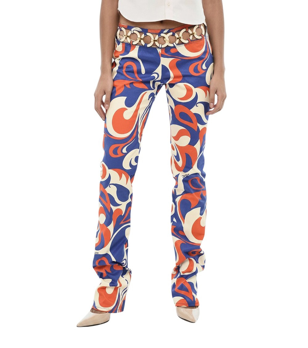 Multicolor Regular Flat Front Pants