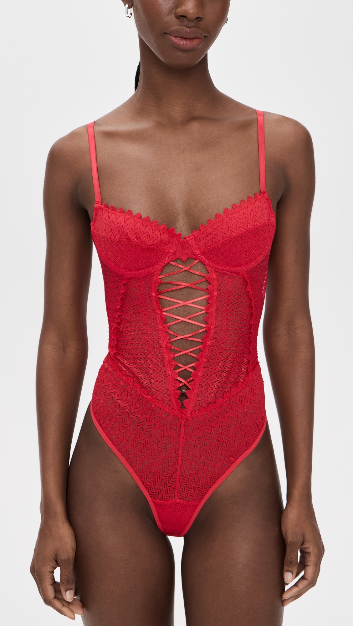 Aryanna Thong Bodysuit Campari