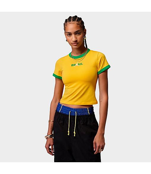 Women's Brazil Graphic Crewneck T-Shirt in Varsity Maize/Lucky Green