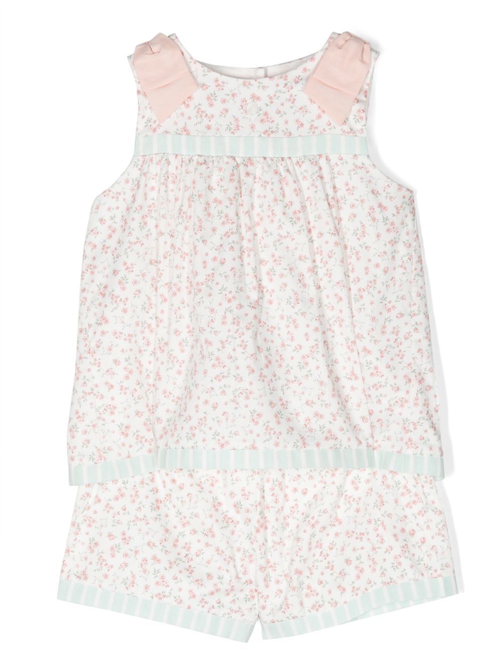 Floral-print cotton short set - White