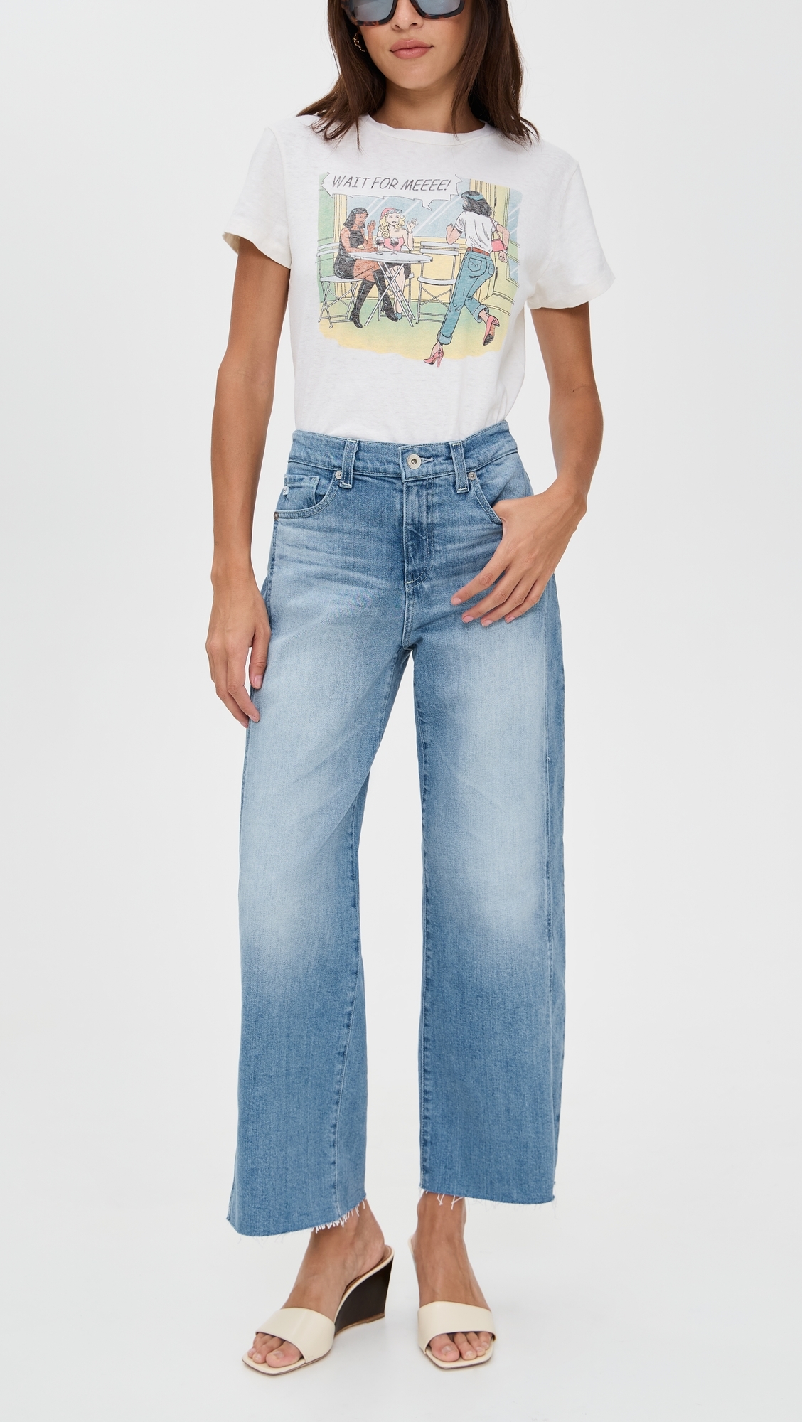 Saige Wide Leg Crop Jeans Rosarito