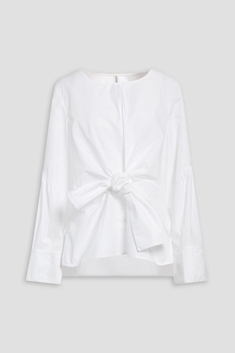 Knotted cotton-poplin blouse - White - US 10