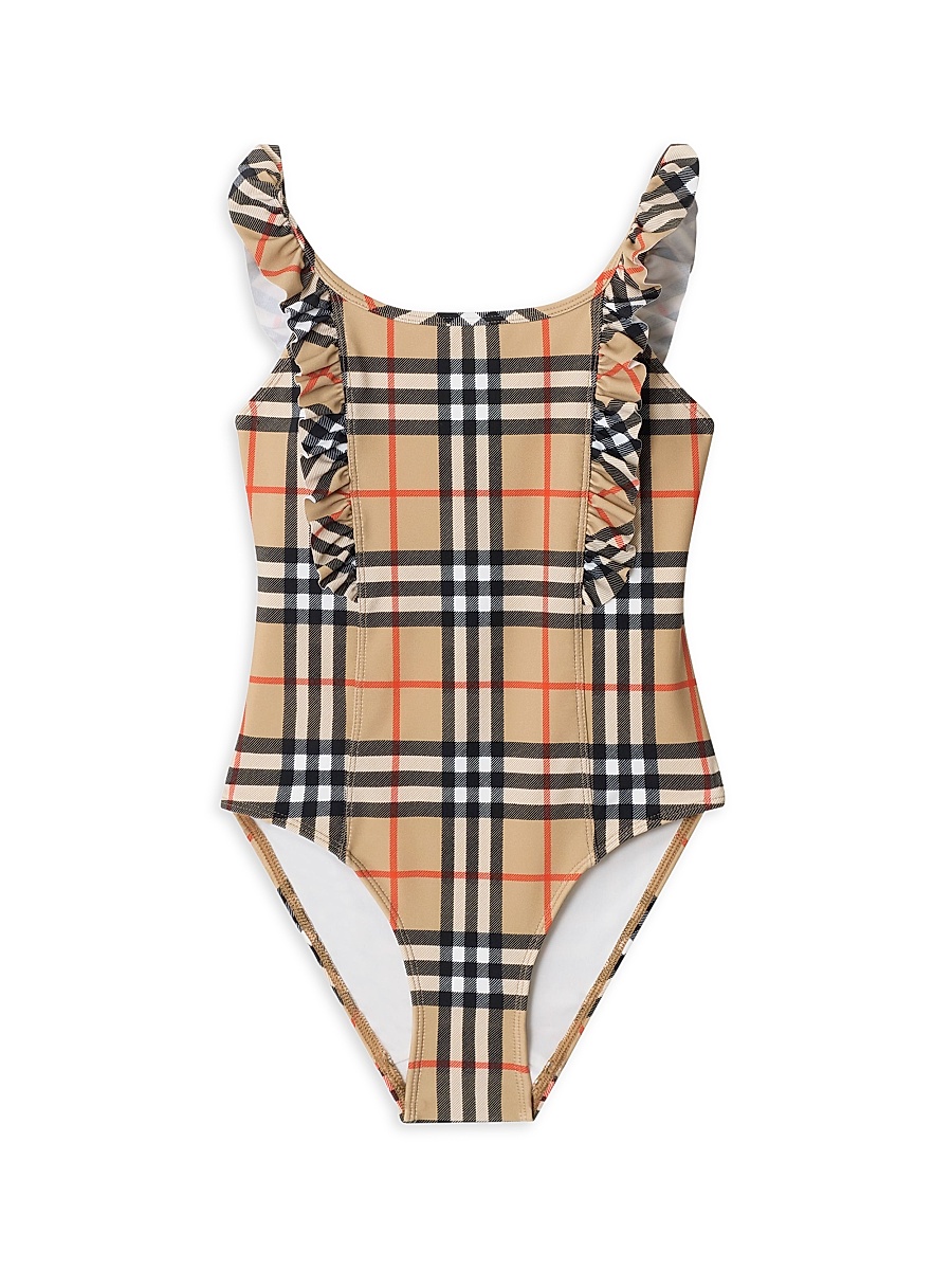 Baby Girl's,Little Girl's & Girl's Tilly Check One-Piece Swimsuit - Sand