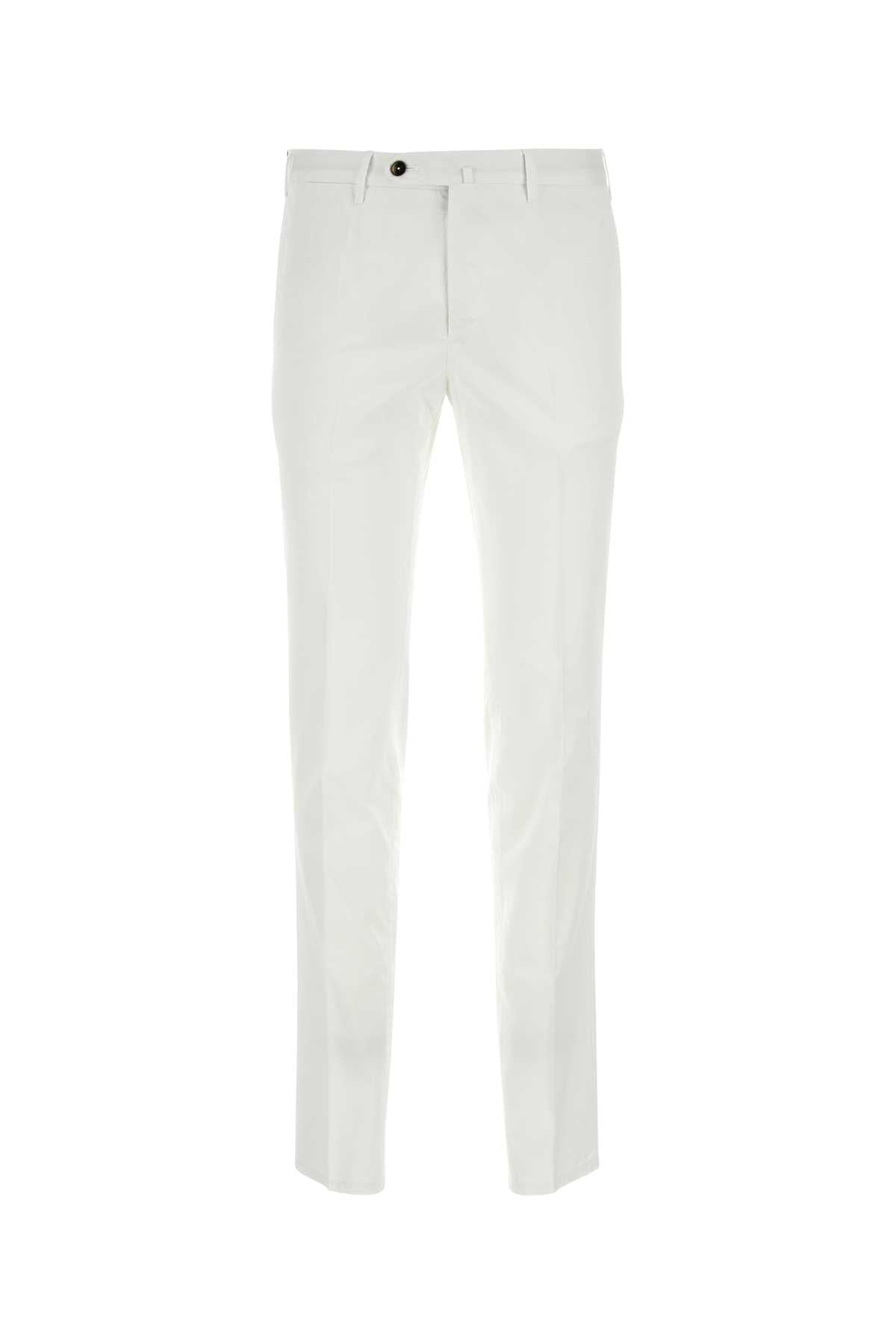 Stretch Cotton Blend Silkochino Trousers — White