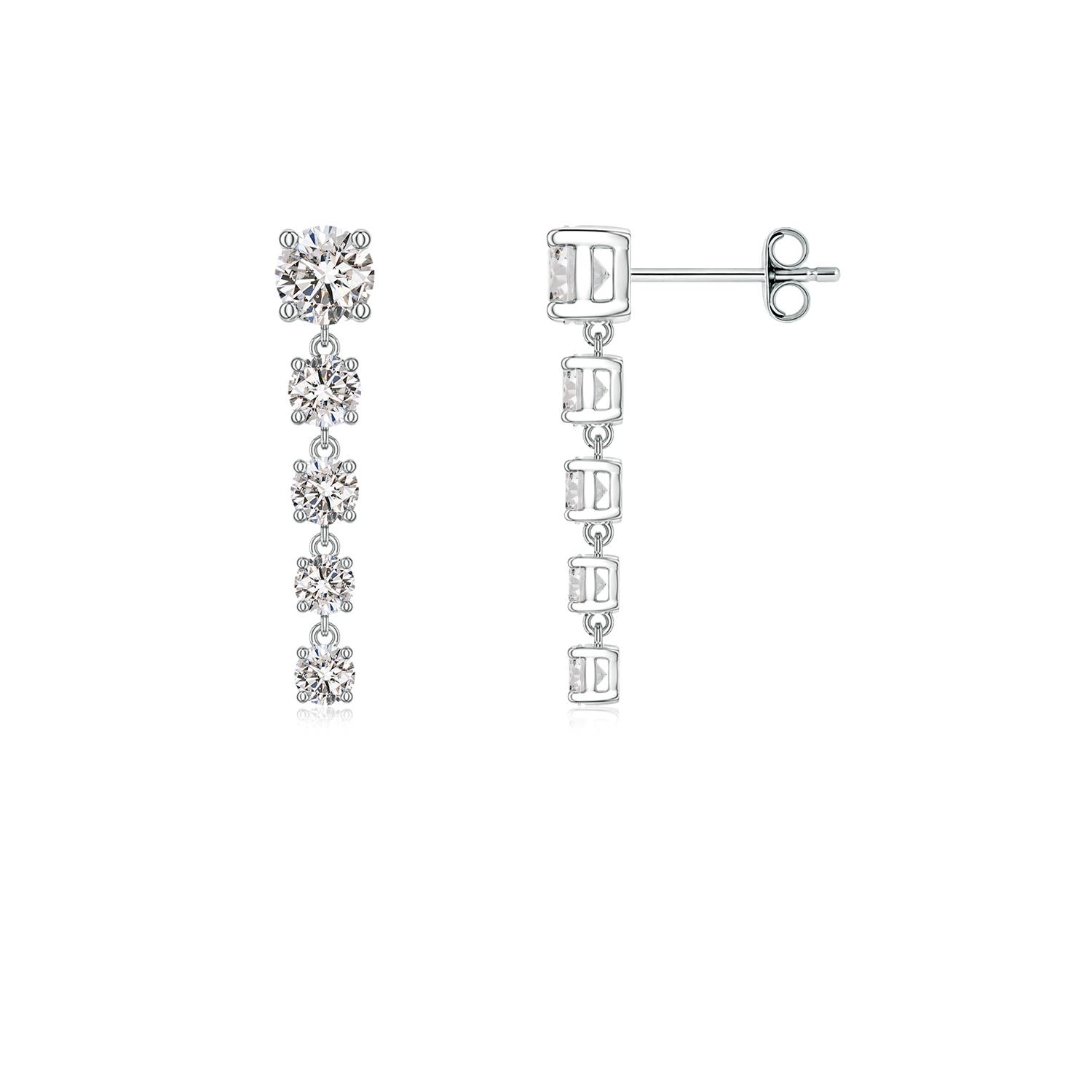 Angara 1.12 CTW Graduated Round Diamond Five-Stone Dangle Earrings in 14K White Gold