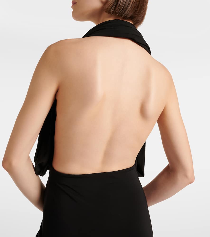Draped halterneck jersey gown