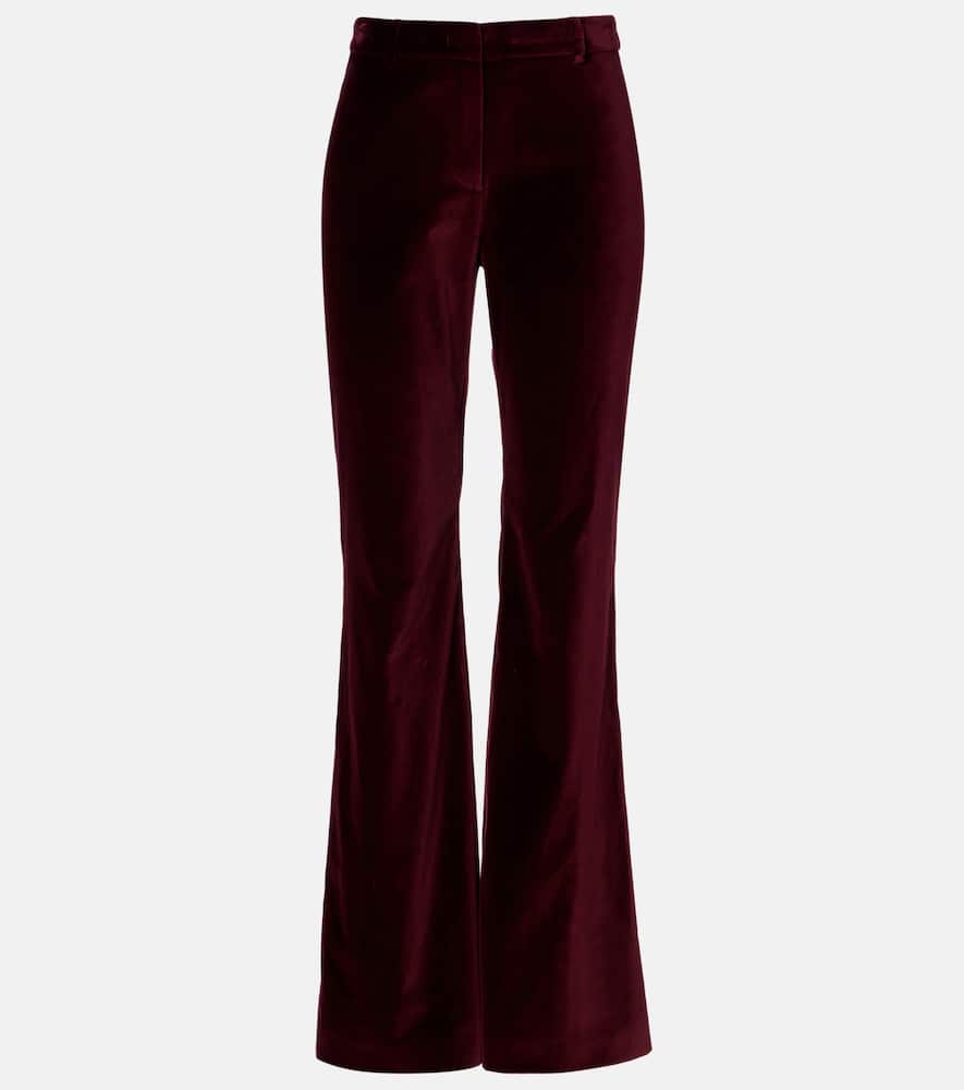Mid-rise cotton velvet flared pants