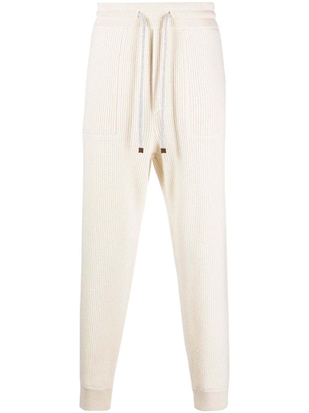 Cashmere ribbed-knit track pants - Neutrals