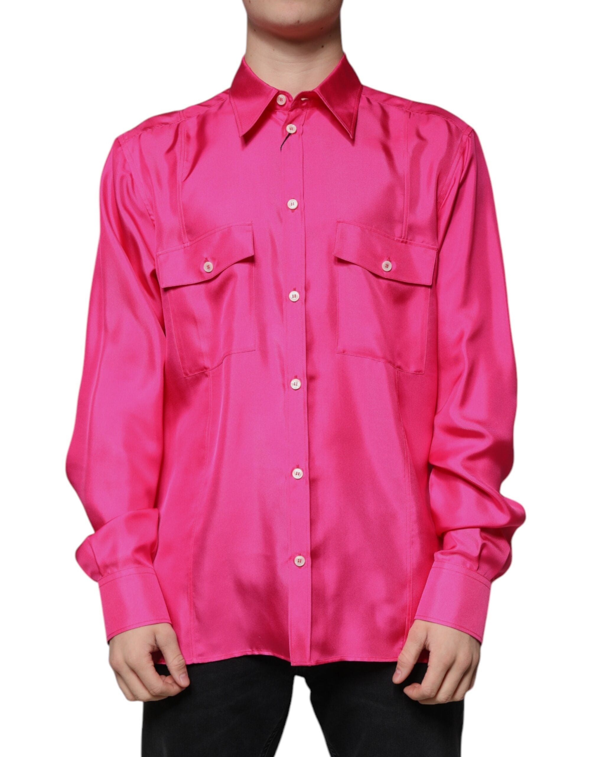 Silk Collared Shirt — Pink