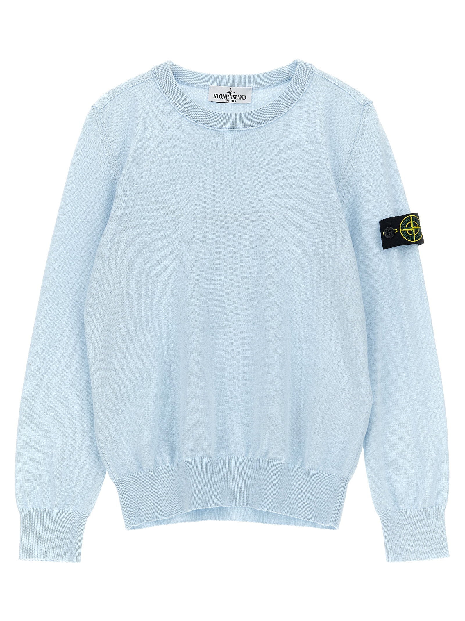 Logo-Badge Cotton Sweater — Light blue