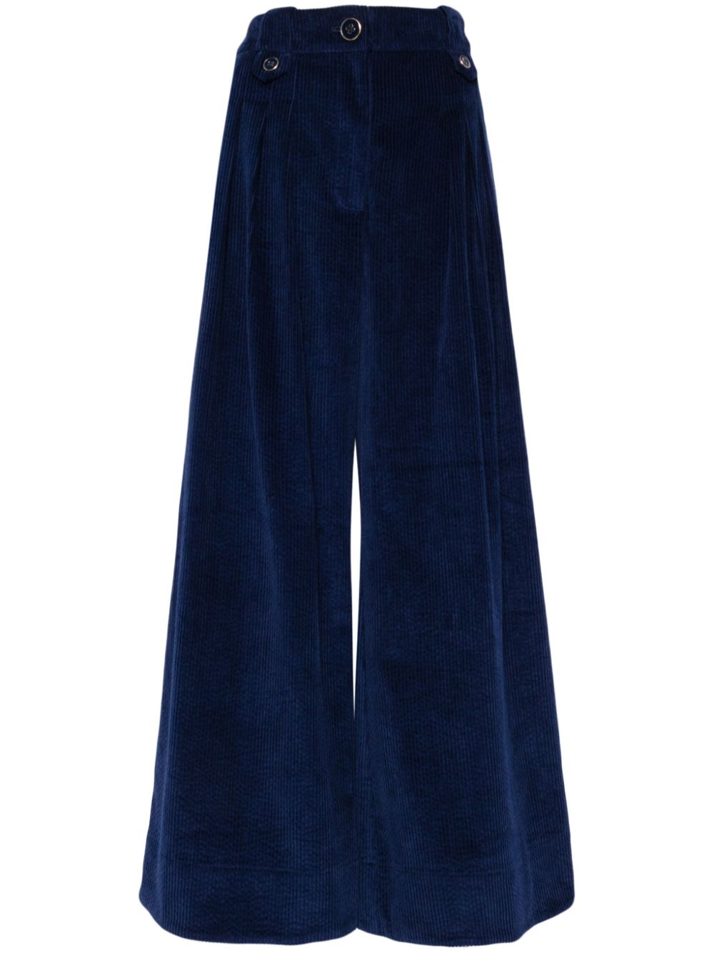 Corduroy wide-leg trousers - Blue