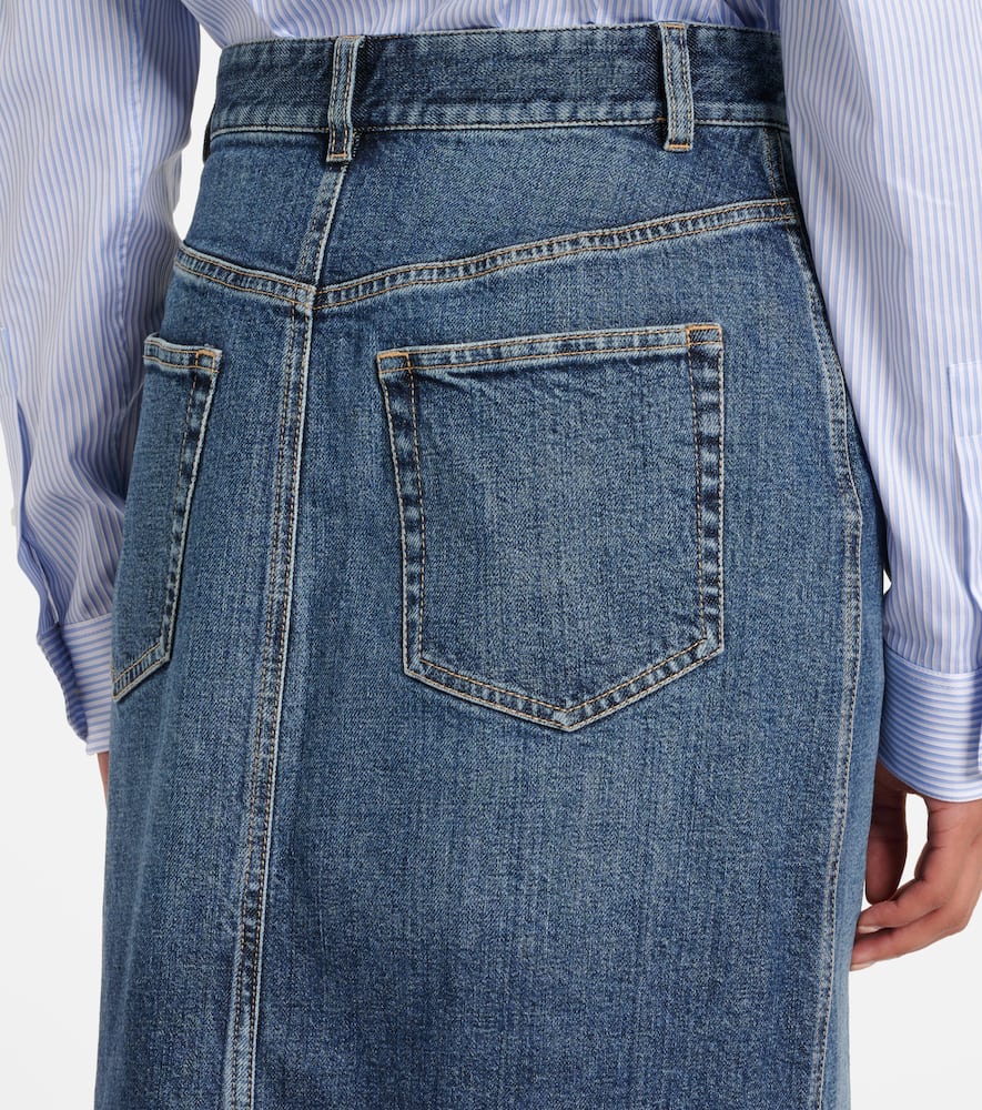 High-rise denim maxi skirt