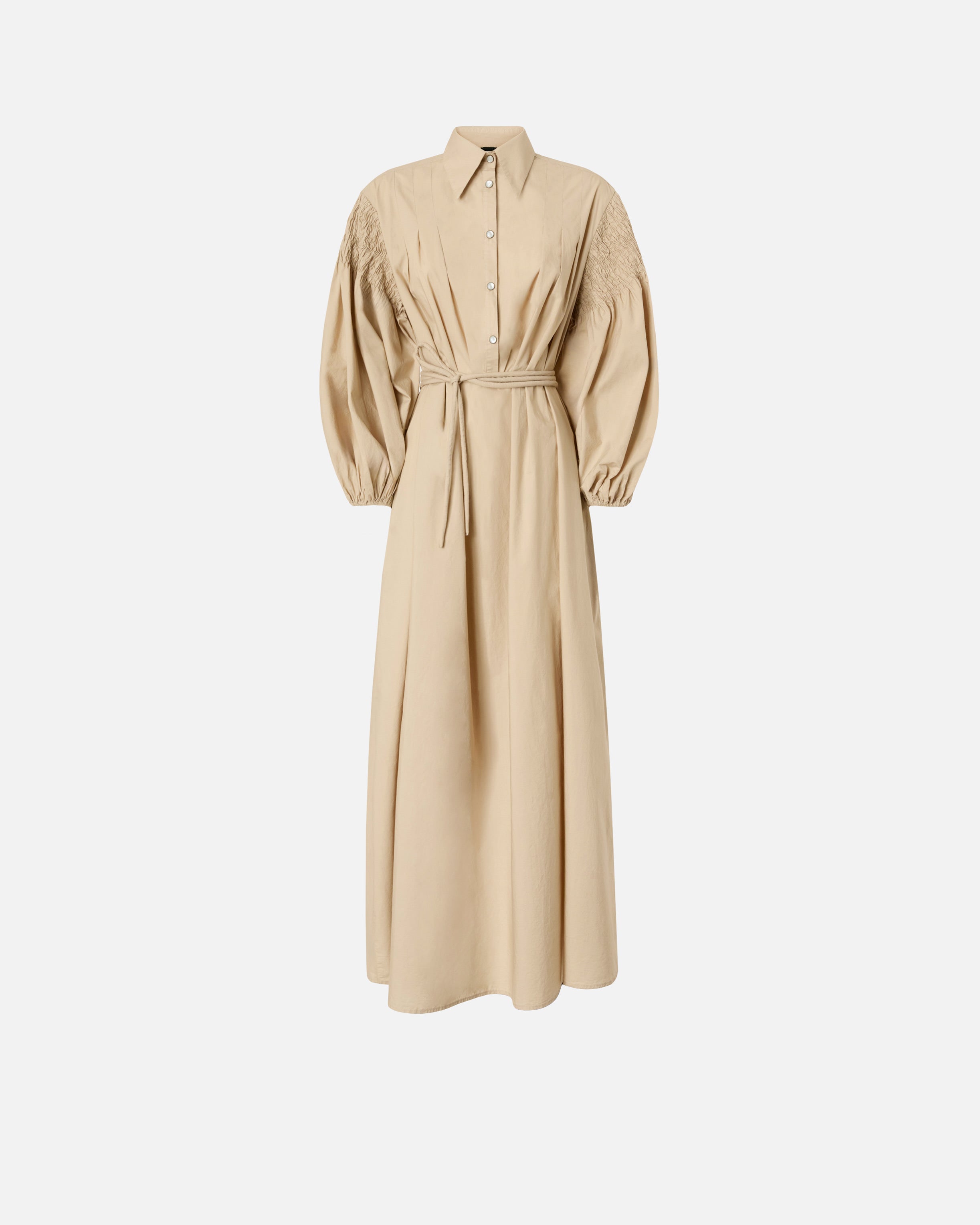 Long shirt dress in cotton with belt - 36