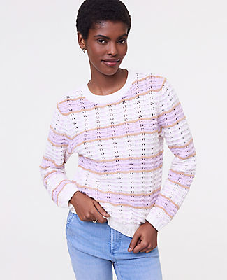 Ann Taylor Textured Stitch Striped Sweater