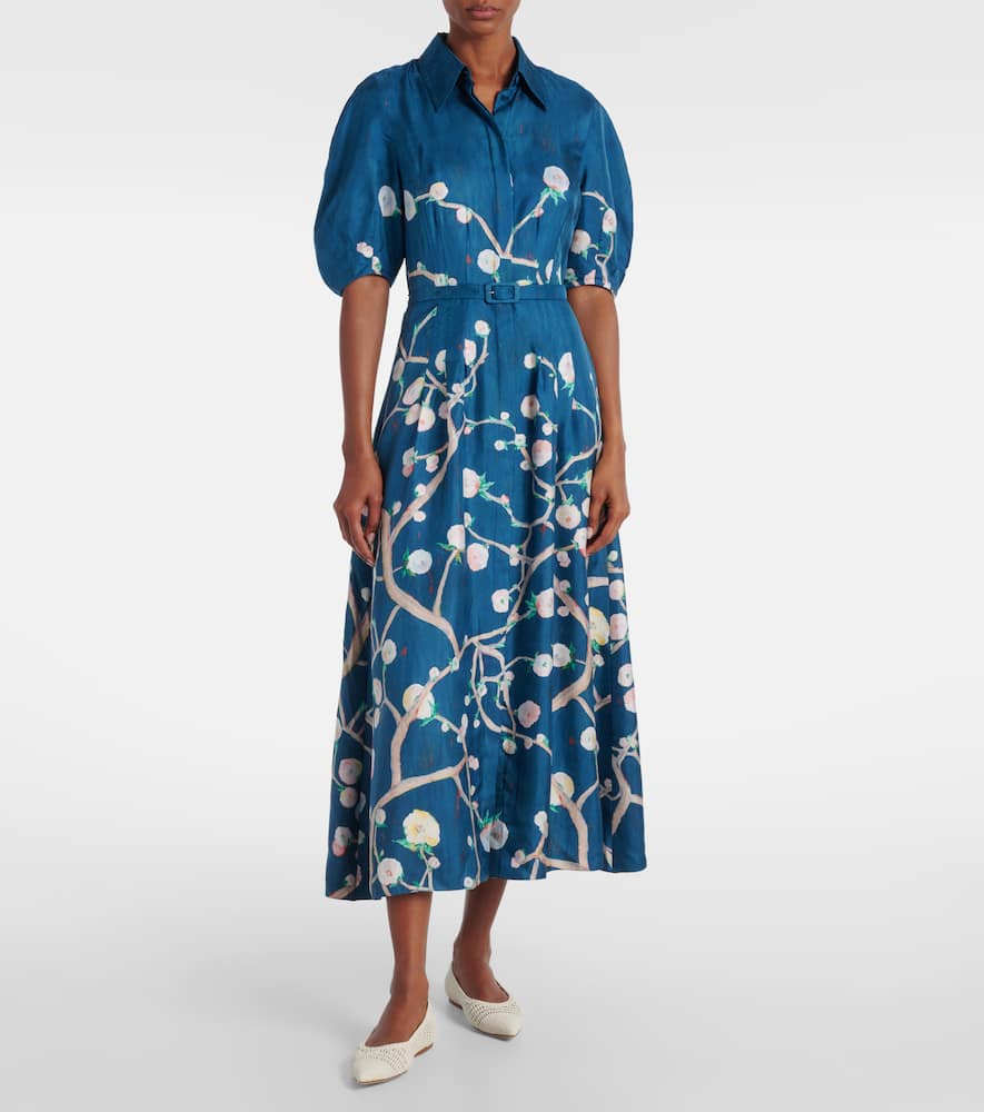 Maude floral silk shirt dress