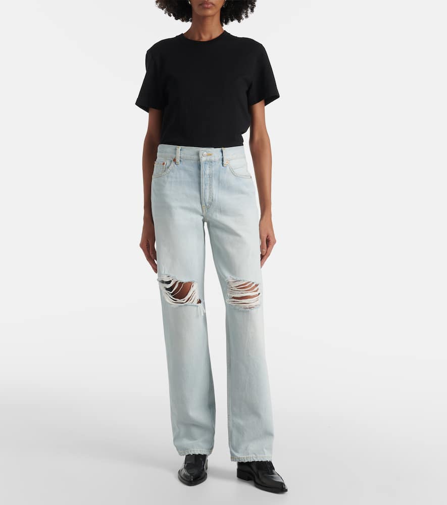 Loose Long distressed straight jeans