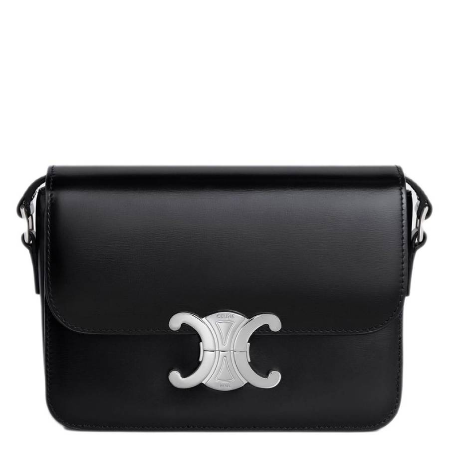 Shiny Calfskin Teen Triomphe Bag In Black