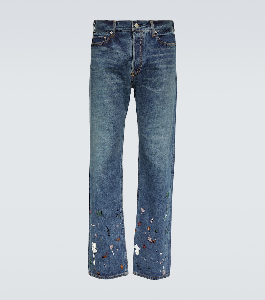 Beaded straight jeans