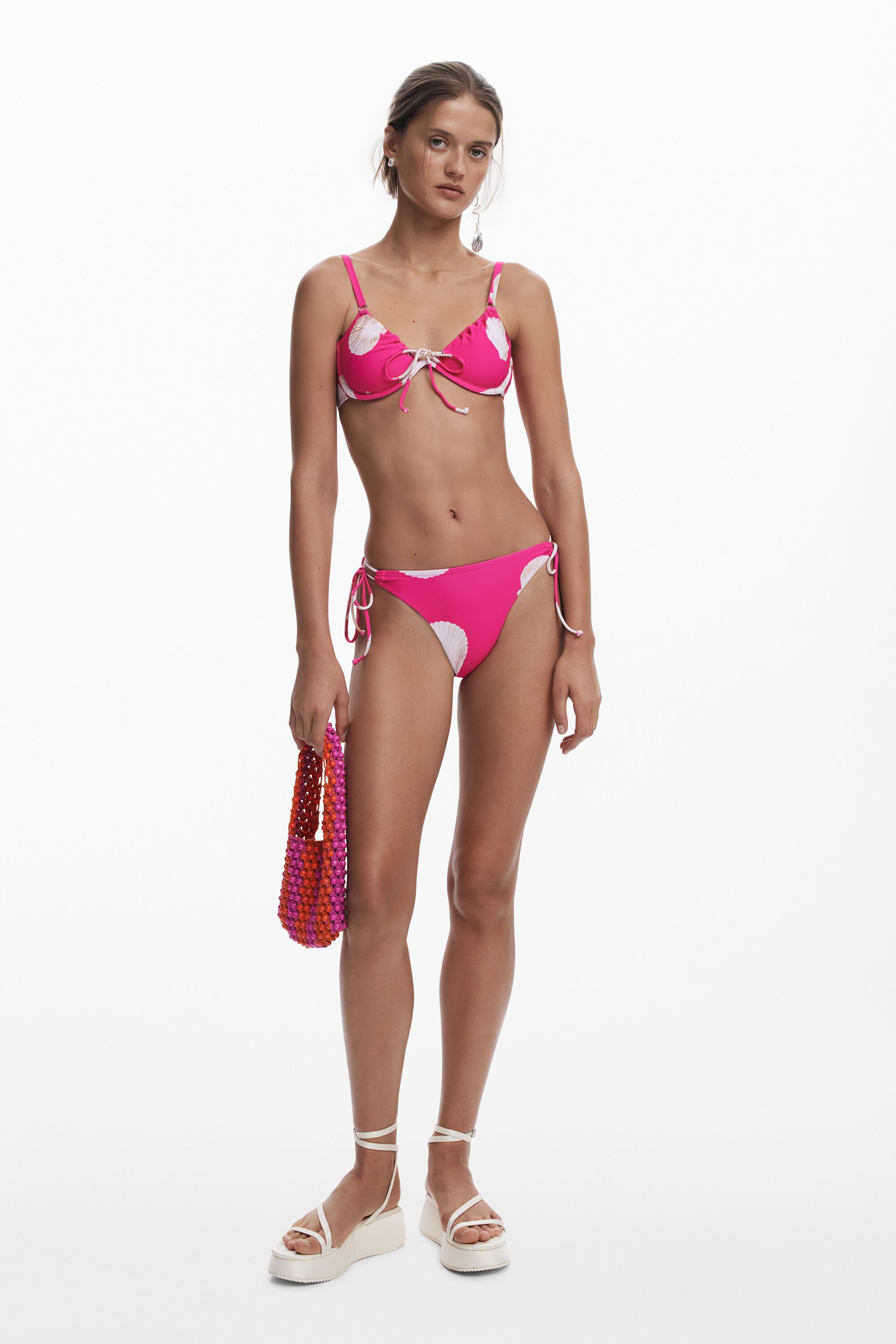 Fuchsia shell bikini bottoms