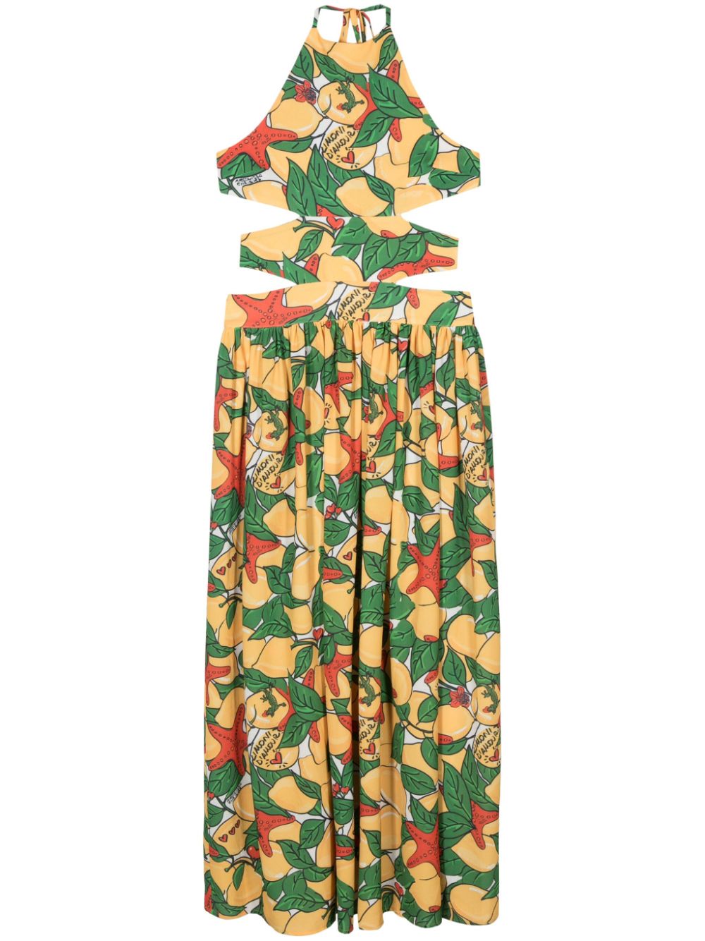 Lemon-print maxi dress - Yellow