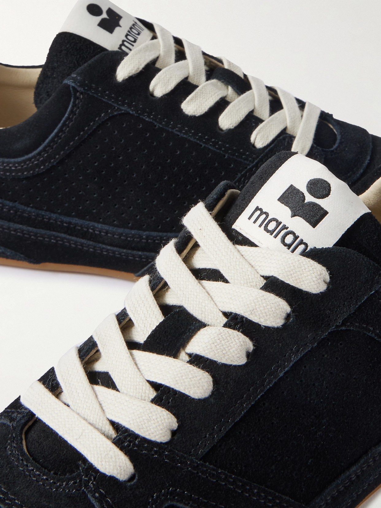Senny Perforated Suede Sneakers - Black